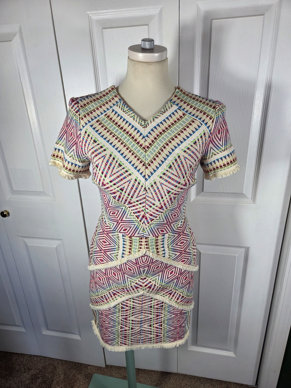Acler Rae Geometric Fringe Cutout Dress XS - Picture 2 of 13